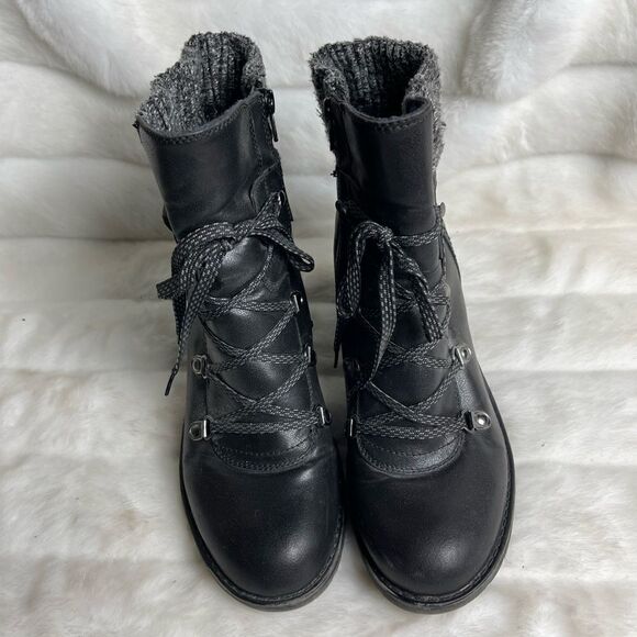 Bare traps black faux leather ankle boots side zipper black sweater back… - Picture 2 of 13